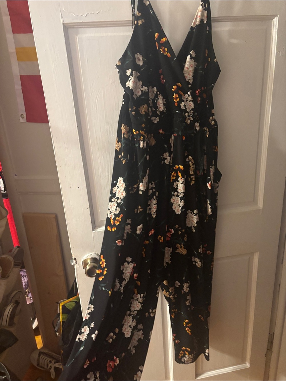 Kaileigh Black Floral V-Neck Wide-Leg Jumpsuit